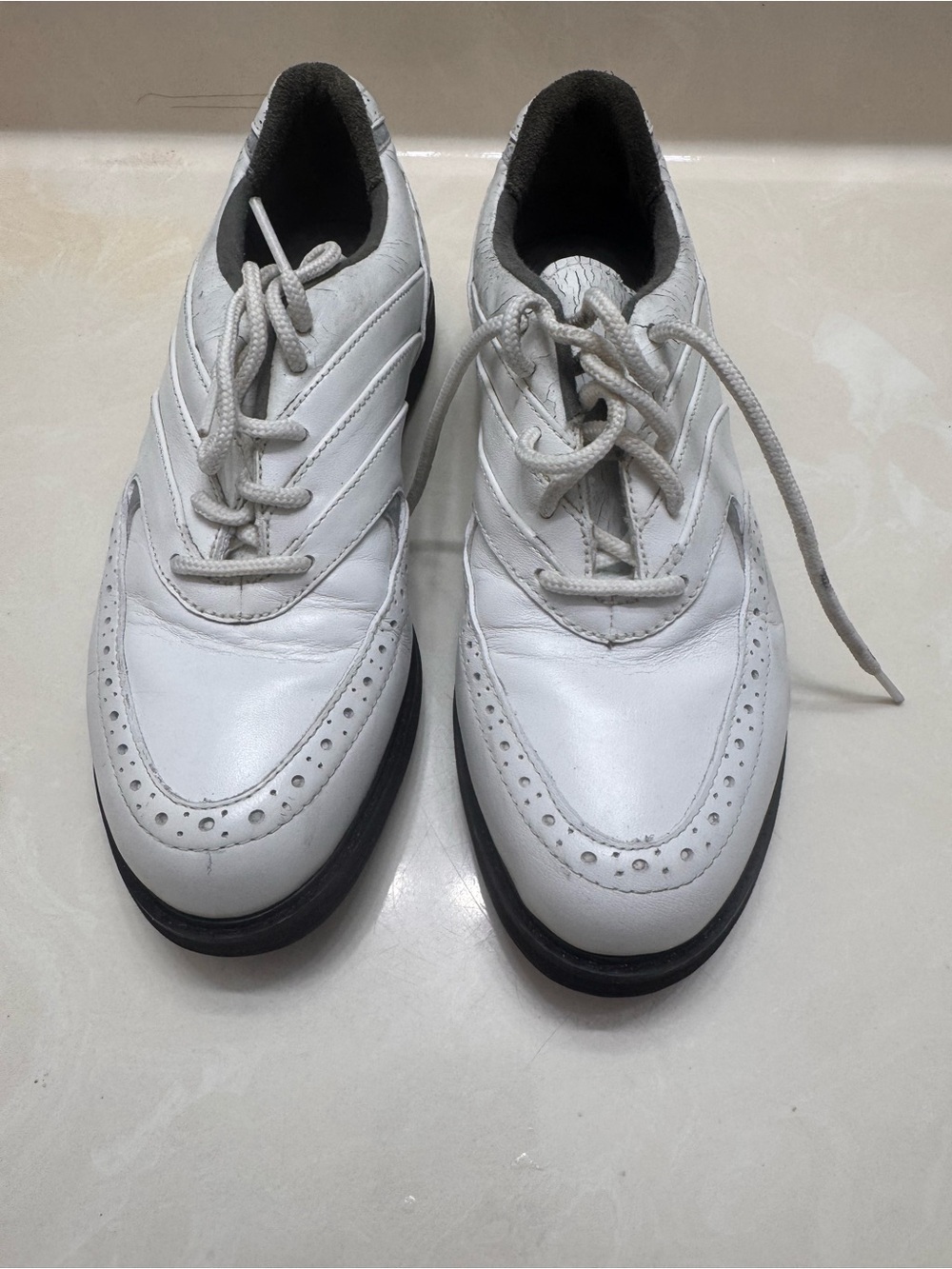 Adidas Women's Golf Shoes Size 6.5 White Leather Wingtip + Bag brogue